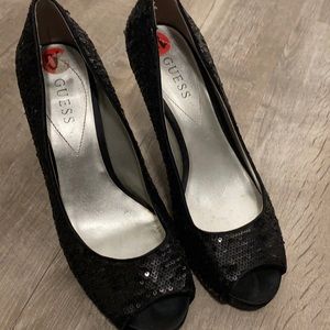 Women’s black guess sequins high heels size 10
